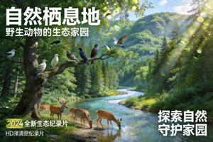 HD高清纪录片海报 - 自然风光中野生动物栖息地的生态画面