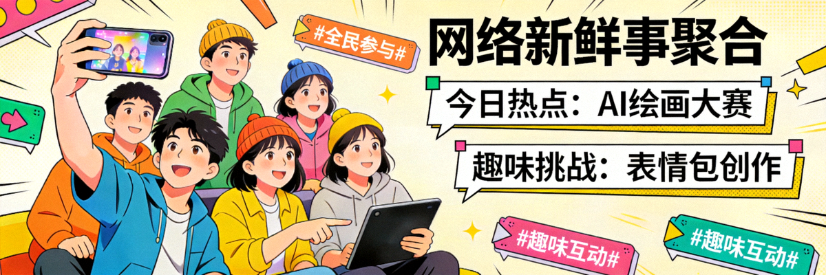 网络新鲜事聚合 - 多人讨论热点事件的趣味挑战场景